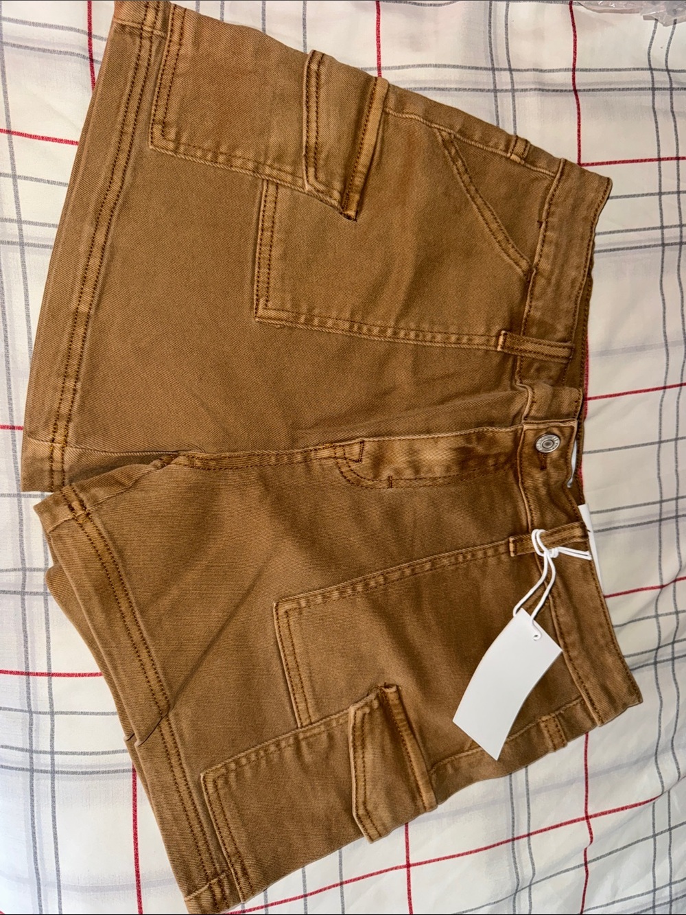 Women’s Tan Cargo-Style Denim Shorts